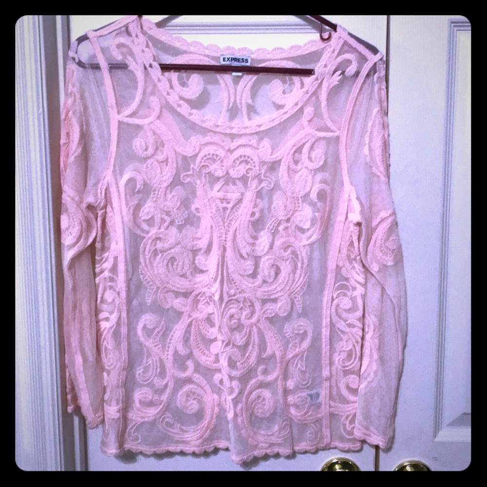 Gorgeous pink lace sheer Express top!